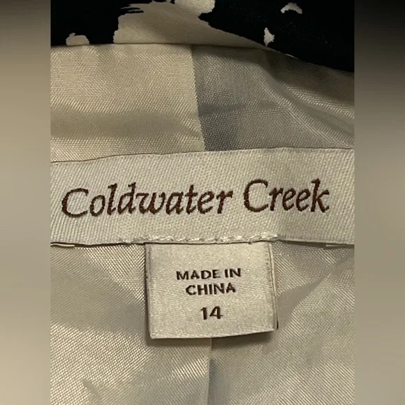 Coldwater Creek Women’s Black & White LS One Button Abstract Blazer Size 14 - Picture 11 of 16